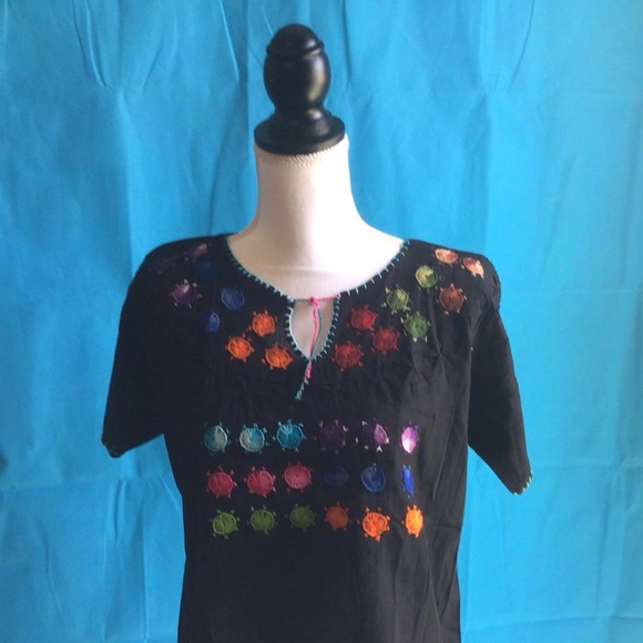 Mexican Embroidered Peasant Style Hand Embroidered Blouses - Picture 5 of 10